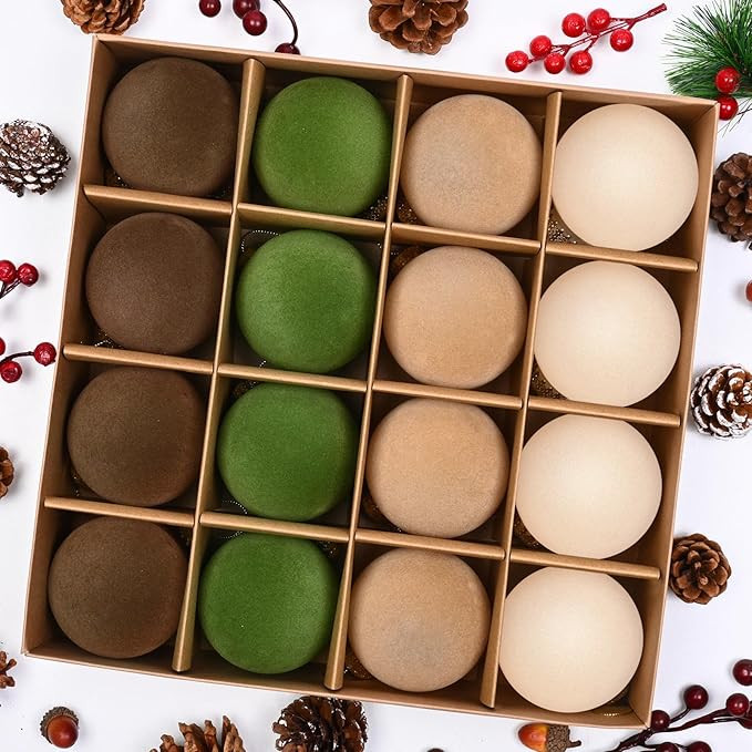 16 Pcs Velvet Christmas Ornaments Balls Set, 3.15" Christmas Tree Ornaments, Flocked Ornaments Ne... | Amazon (US)