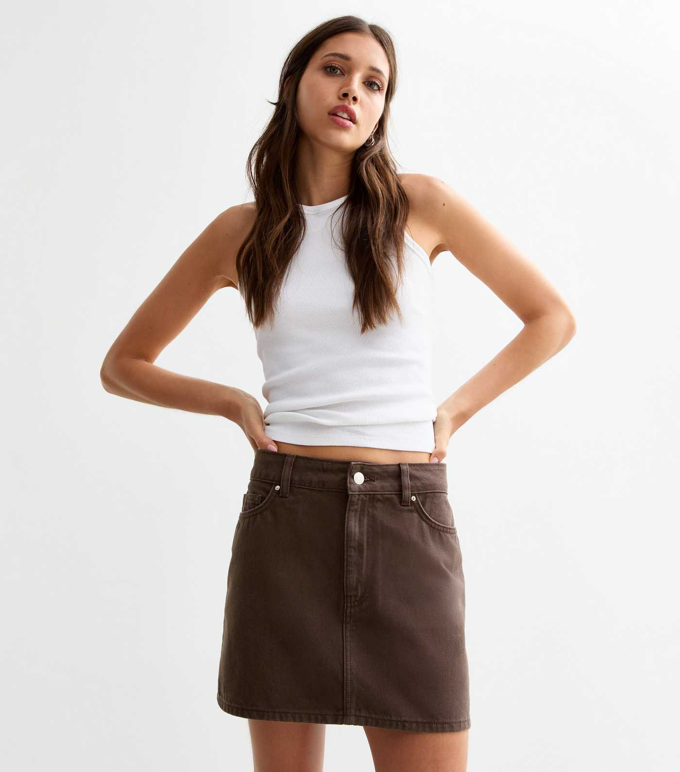 Brown Denim Micro Mini Skirt 
						
						Add to Saved Items
						Remove from Saved Items | New Look (UK)