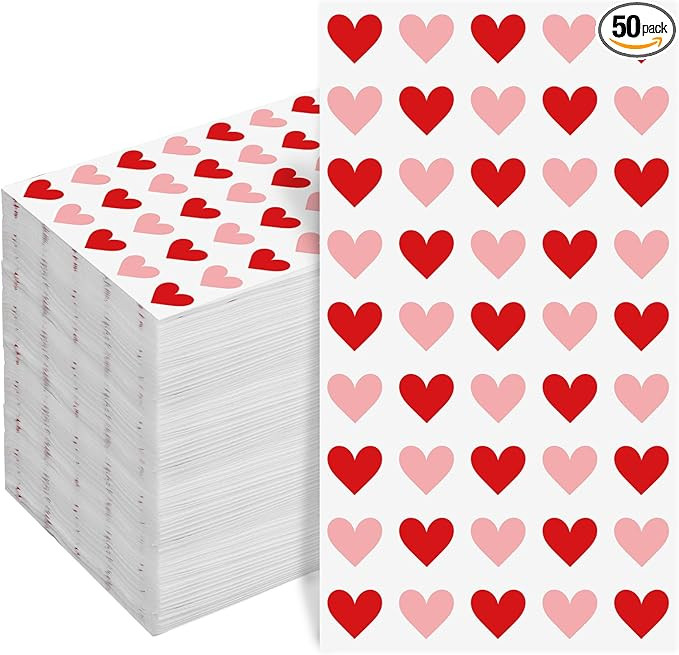 Whaline 50Pcs Valentine's Day Guest Napkin Red Pink Heart Paper Napkin Disposable Dinner Hand Tow... | Amazon (US)