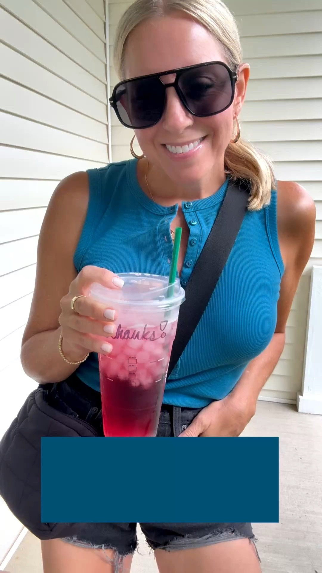What I wore all day in this rainy Midwest weather!

Wearing a S henley tank (this color not available so linked similar), 6 cutoff black shorts (sized up x1), and 7 flips.