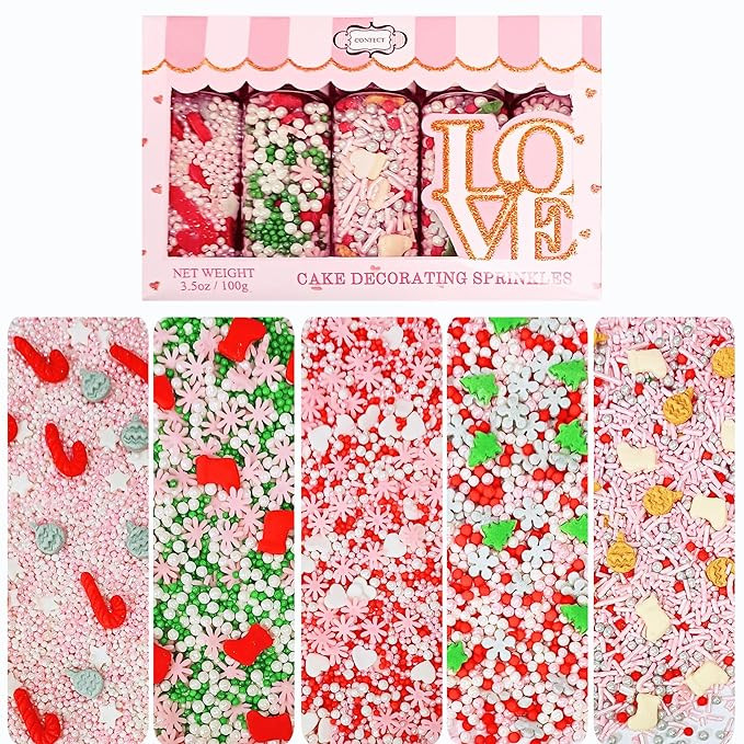 Confect Christmas Sprinkles | Christmas Sprinkles - Green White Silver Pink Pearls Sparkling suga... | Amazon (US)