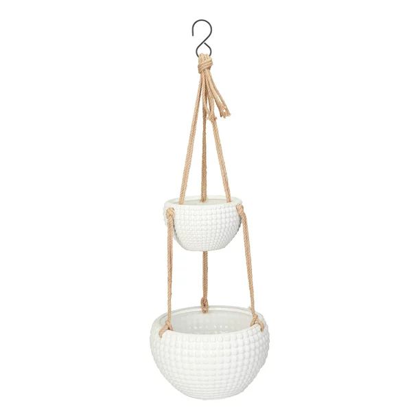 Better Homes & Gardens Dots Two-Tier Hanging Planter in White | Walmart (US)