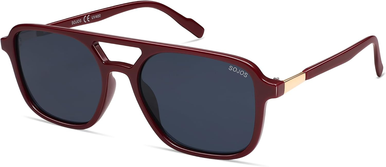 SOJOS Retro Aviator Sunglasses Womens Mens,Trendy Rectangle Shades SJ2202 | Amazon (US)