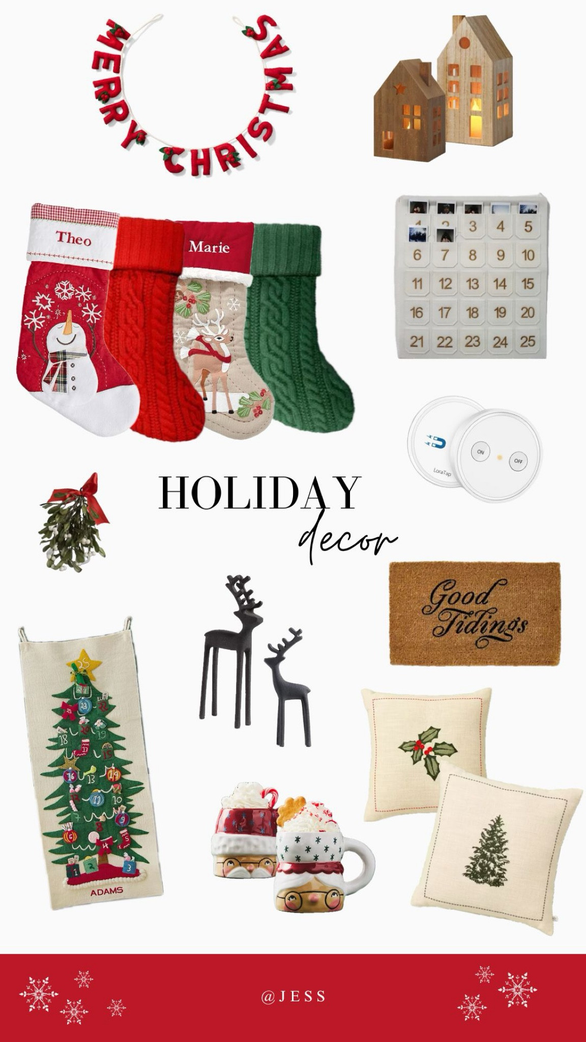 some christmas decor faves! this is all what’s in my house atm, or a similar product if it was sold out/old. all from amazon, pottery barn, anthropology, & target :)
