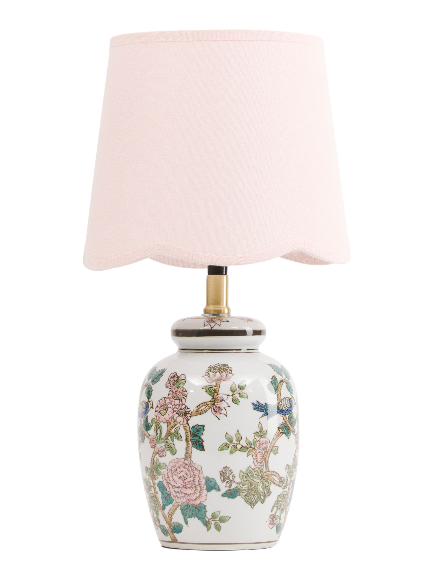 18in Floral Ceramic Pot Lamp With Scalloped Shade | TJ Maxx