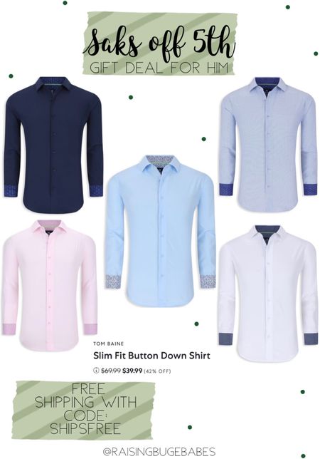 Slim fit button down shirt gift idea for him 🎁 on sale for $39.99 plus free shipping with code: SHIPSFREE

#LTKCyberweek #LTKGiftGuide #LTKmens