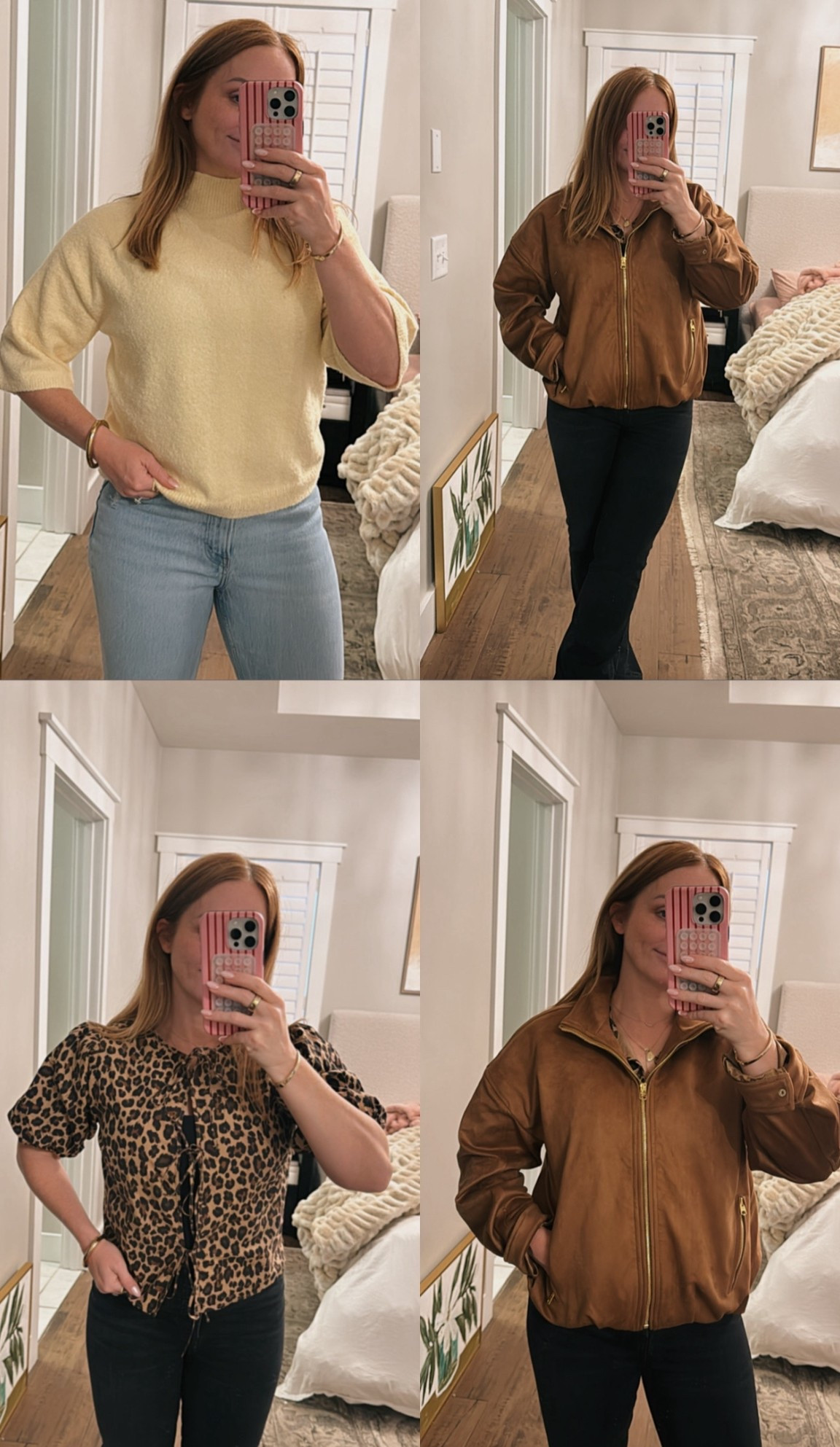 New tops and all true to size. I love the buffet yellow and camel coat!! It’s vegan suede. The leopard top is gorgeous too!!

#LTKSeasonal #LTKStyleTip #LTKTravel