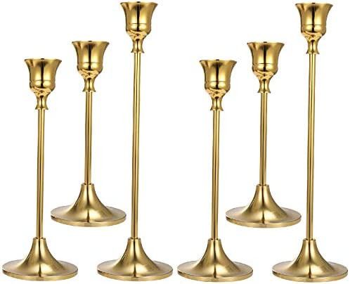 Anndason Set of 6 Gold Candlestick Holders Gold Candle Holder Taper Candle Holders Candle Holder ... | Amazon (US)