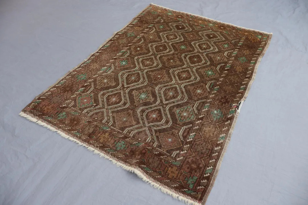 3x4 Small Antique Brown Rug, Collectors Piece 1920s Vintage Rug, Handmade Wool Distressed Faded R... | Etsy (US)