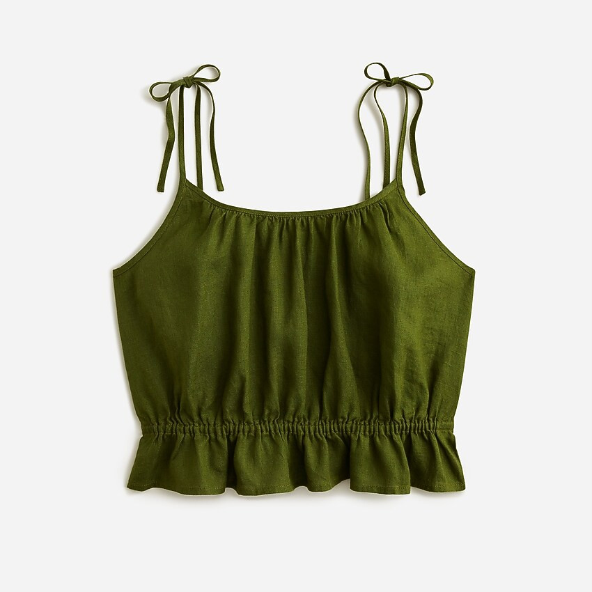 Ruffle-waist tank in linen | J. Crew US
