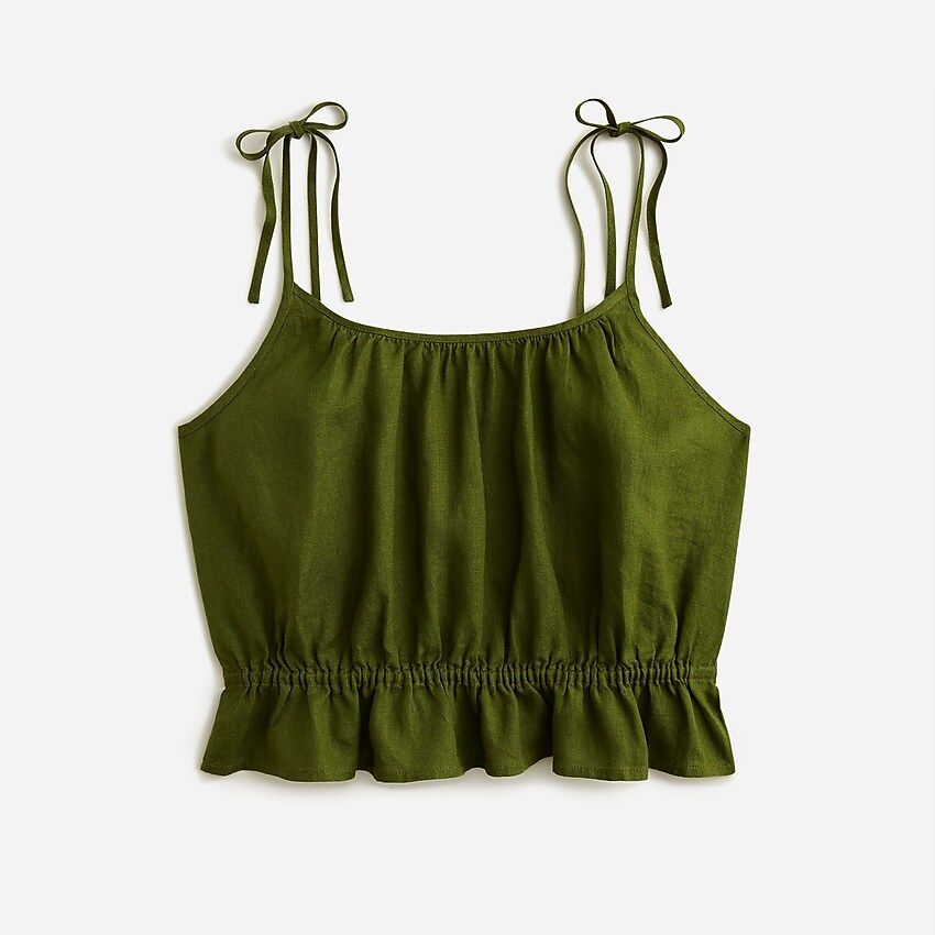 Ruffle-waist tank in linen | J.Crew US