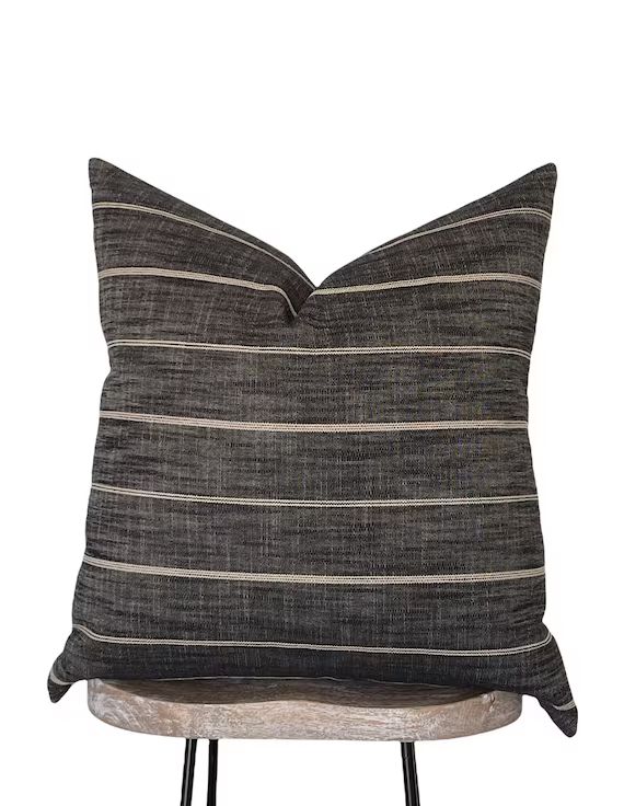 Charcoal Grey Stripe Pillow Cover  Neutral Modern Stripe - Etsy | Etsy (US)