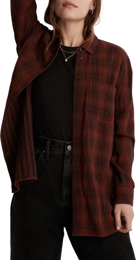 Oversized Flannel Button-Up Shirt | Nordstrom