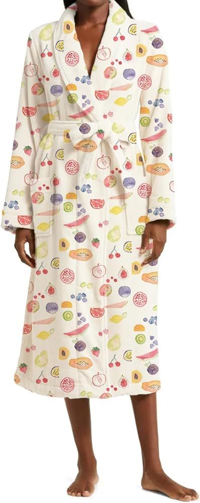 Cute Flannel Fruit Print Robes For Women Cozy Plush Floral Long Robes Y2k Fuzzy Fleece Bathrobe W... | Amazon (US)