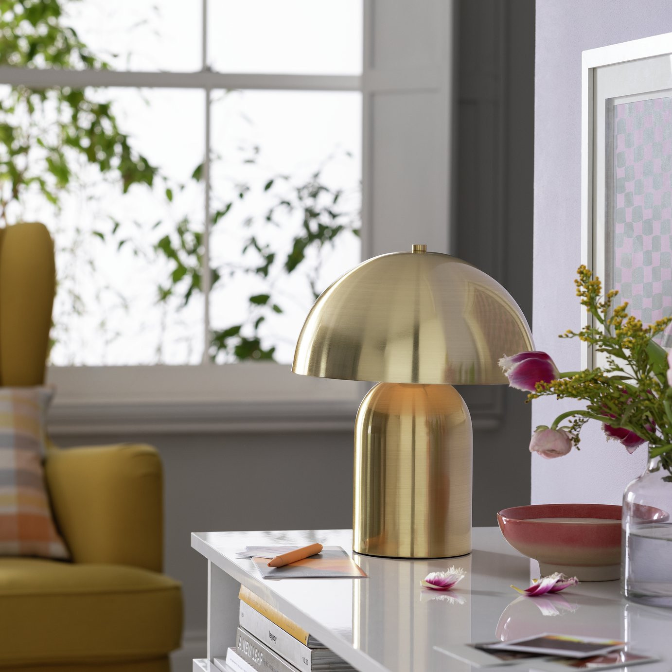 Habitat Mushroom Steel Table Lamp - Brass | argos.co.uk