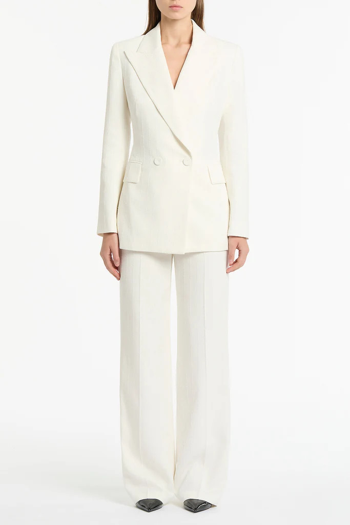 IVORY STARLIGHT TWILL DOUBLE BREASTED BLAZER | Carla Zampatti