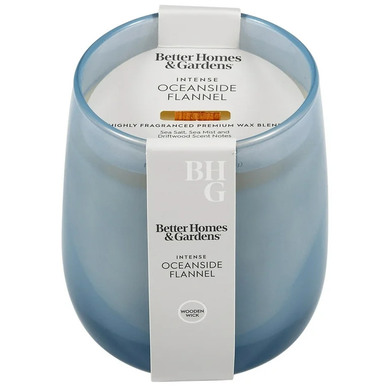 Better Homes & Gardens Intense Oceanside Flannel Scented Wooden 1-Wick Glass Jar Candle 14.5oz | Walmart (US)