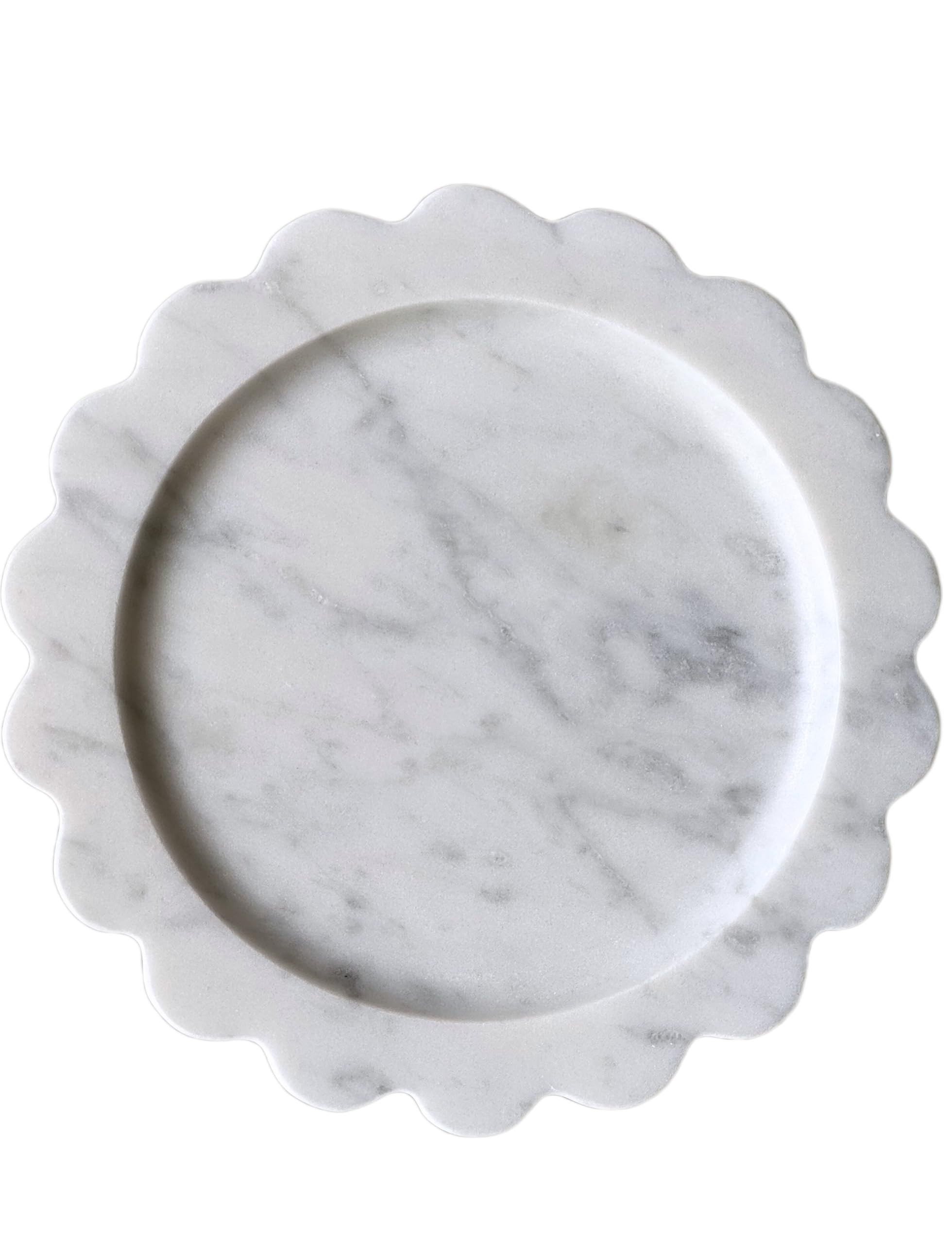 Natural Marble Tray 8" with Scalloped Edge, Handmade Decorative Tray, Storage Tray for Counter, D... | Amazon (US)
