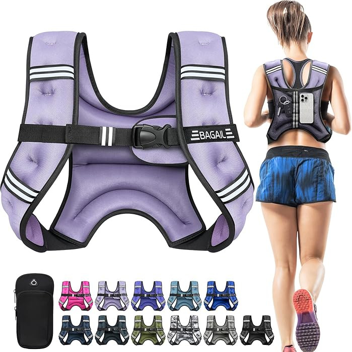BAGAIL Weighted Vest, 5lb/8lb/10lb/12lb/15lb/20lb/25lb/30lb Weight Vest for Walking & Weight Loss... | Amazon (US)