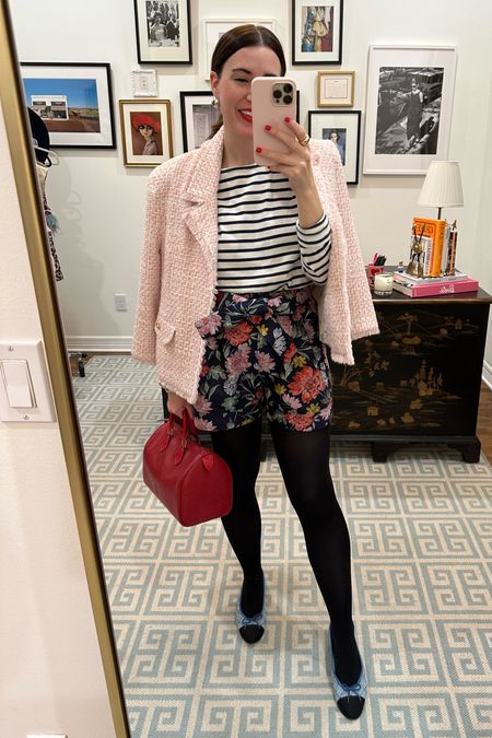 What I wore to dinner on Friday ❤️ Striped shirt runs one size big- size down one. Shorts run small- I sized up one to the 8  