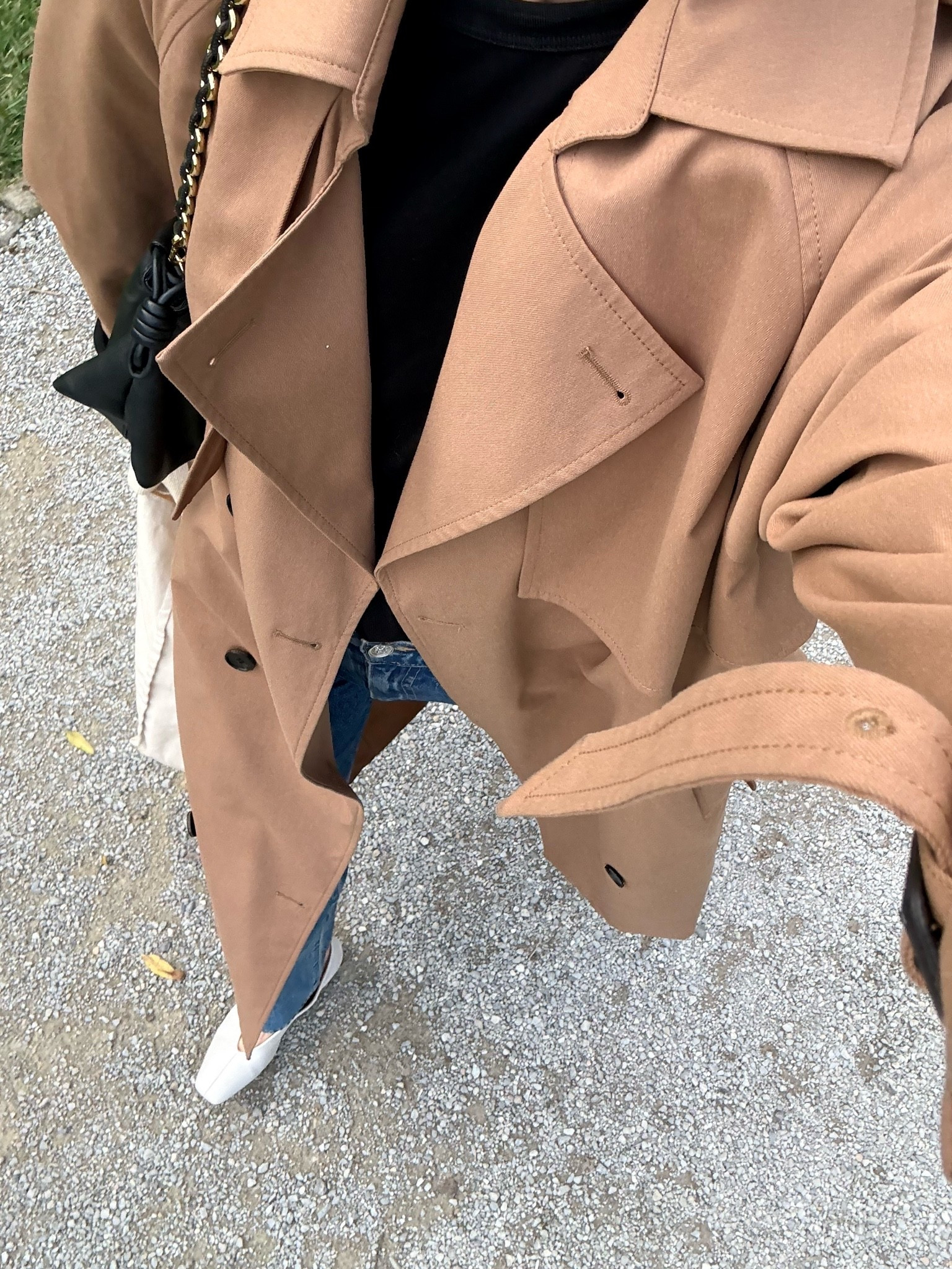 Uniform 

Camel trench coat 
Blue high waist straight leg denim 
Black top 
Cream ballet flats 
Loewe black leather bag and cat eye sunglasses

#LTKaustralia #LTKautumn #LTKwinter