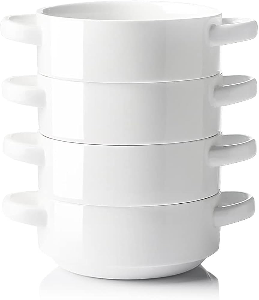 SWEEJAR Ceramic Soup Bowls with Double Handles, 20 Oz Stacked Bowls for French Onion Soup, Cereal... | Amazon (US)
