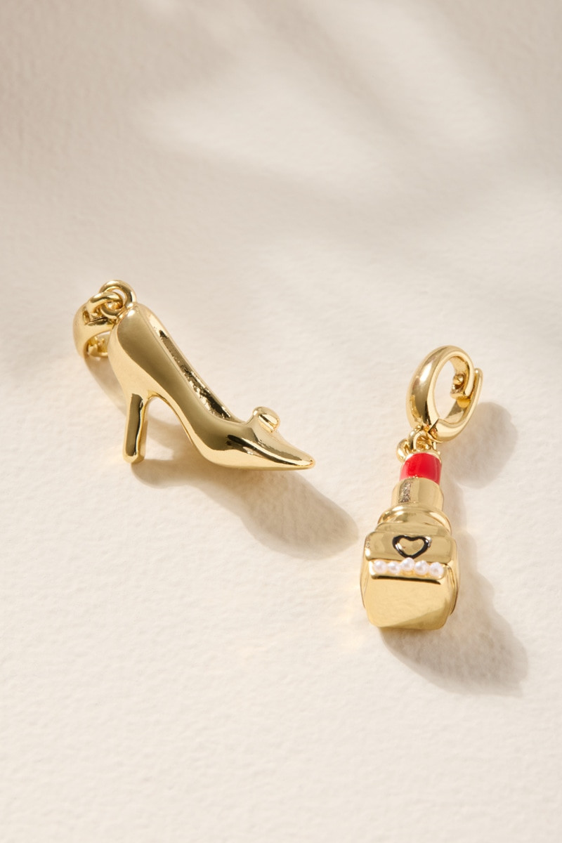 Lipstick and Heel Charm Set Gold | Francesca's