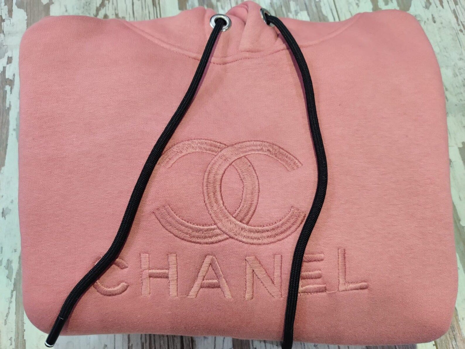 BEST! Chanel Embroidered Hoodie, Pink Chanel Logo, Cotton, Sweatshirt | Etsy (US)