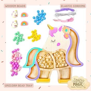 Story Magic Unicorn Bead Set, Create Your Own Magical Beaded Jewelry, 100+ Large Hole Wood Beads,... | Amazon (US)