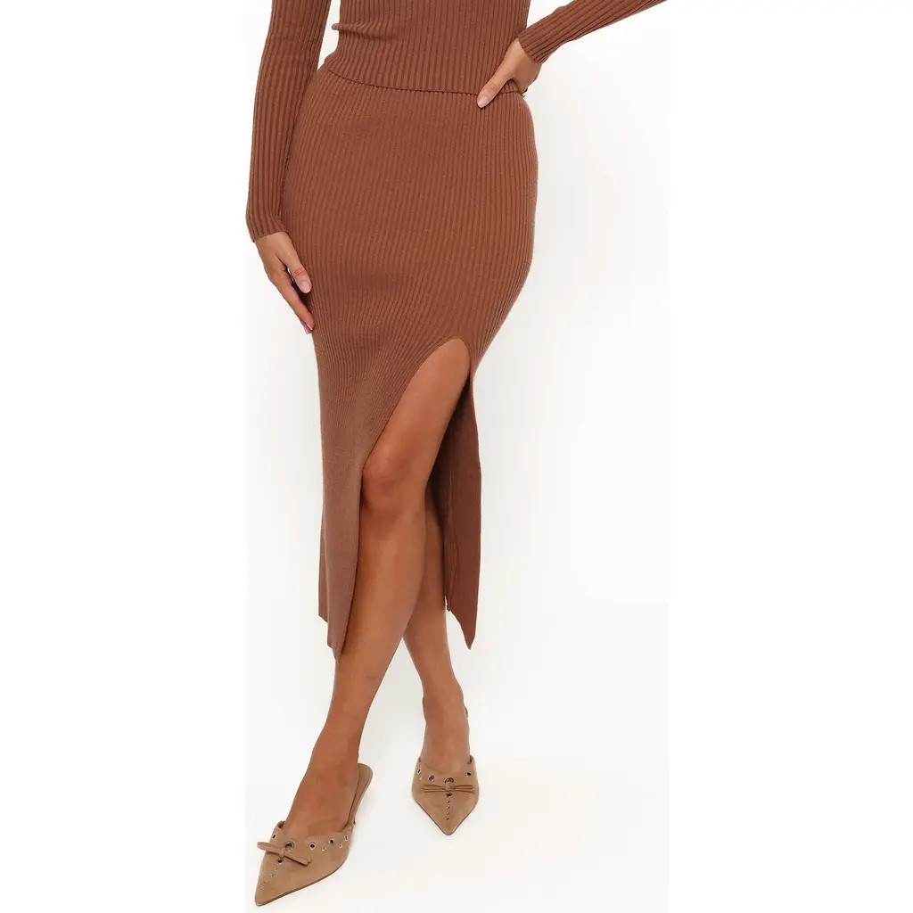 Petal & Pup Scalli Rib Midi Skirt in Cognac at Nordstrom Rack, Size Large | Nordstrom Rack