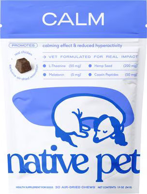 Native Pet Chicken Flavored Air-Dried Chews Calming Supplement for Dogs, 30 count | Chewy