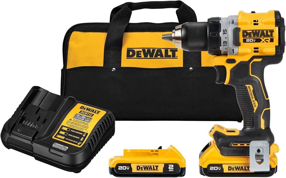 DEWALT 20V MAX XR Cordless Drill/Driver Kit, Brushless, Compact, with 2 Batteries and Charger (DC... | Amazon (US)