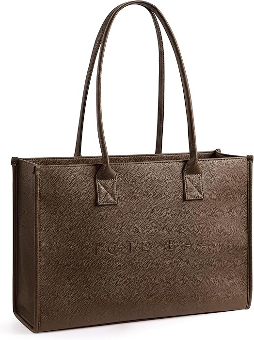 KALIDI Oversize Pu Leather Tote Bag Women Weekender Bag Shopper Handbags Purses with Top Handle | Amazon (US)