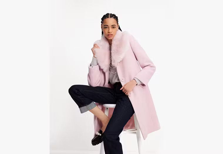 Faux Fur Lapel Wool Coat | Kate Spade (US)
