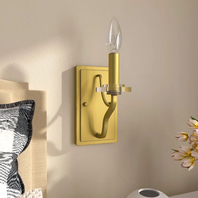 Genive 1-light Steel Candle Gold Wall Sconce | Wayfair North America