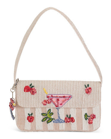 Beaded Pina Colada Flap Over Shoulder Bag For Women, Leather | TJ Maxx