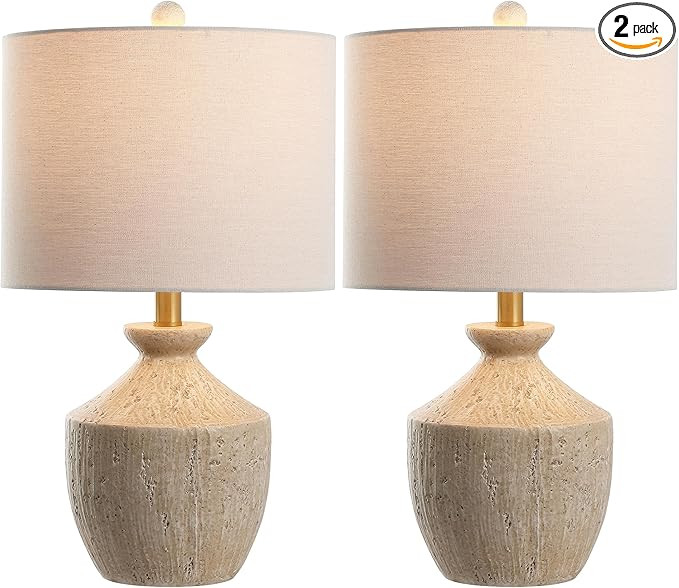SAFAVIEH Lighting Collection Delacey Light Brown Resin 21-inch Table Lamp Set of 2 | Amazon (US)