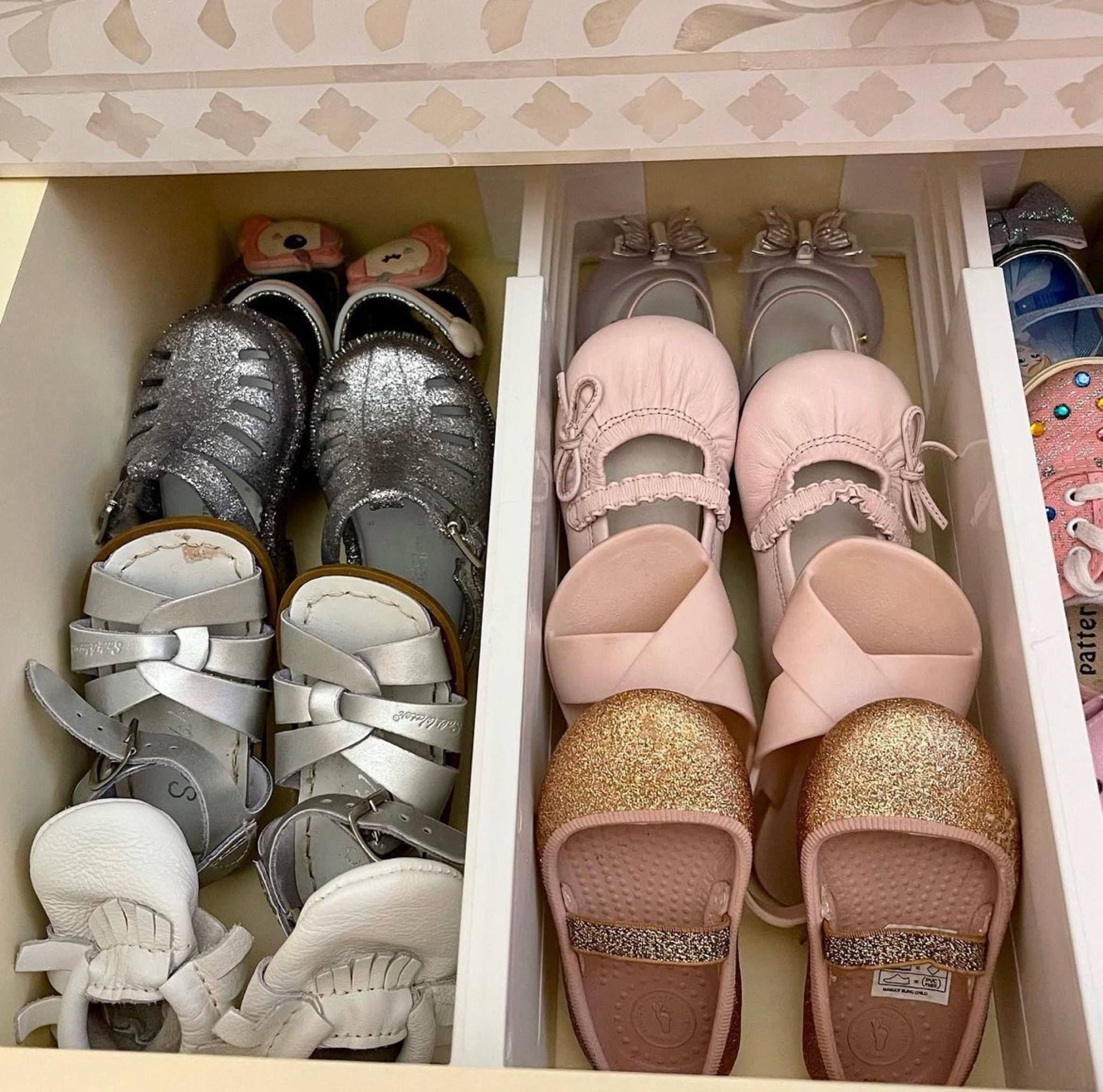 Baby and kids shoes | We took advantage of the vertical space in this drawer by using an expandable drawer divider for support! 

#home #organize #baby #kids #kidshoes #babyshoes

#LTKbaby #LTKhome #LTKkids
