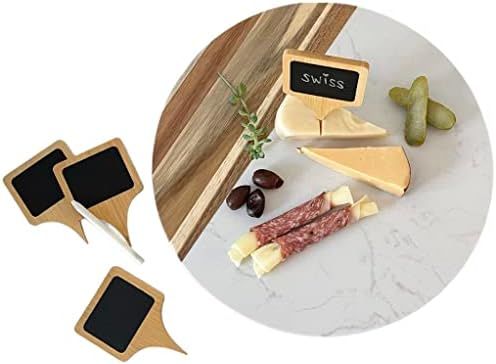 Amazon.com: Round Marble Tray Charcuterie Boards (12”) - Acacia Wood Cutting Board w/ 4 Deluxe ... | Amazon (US)