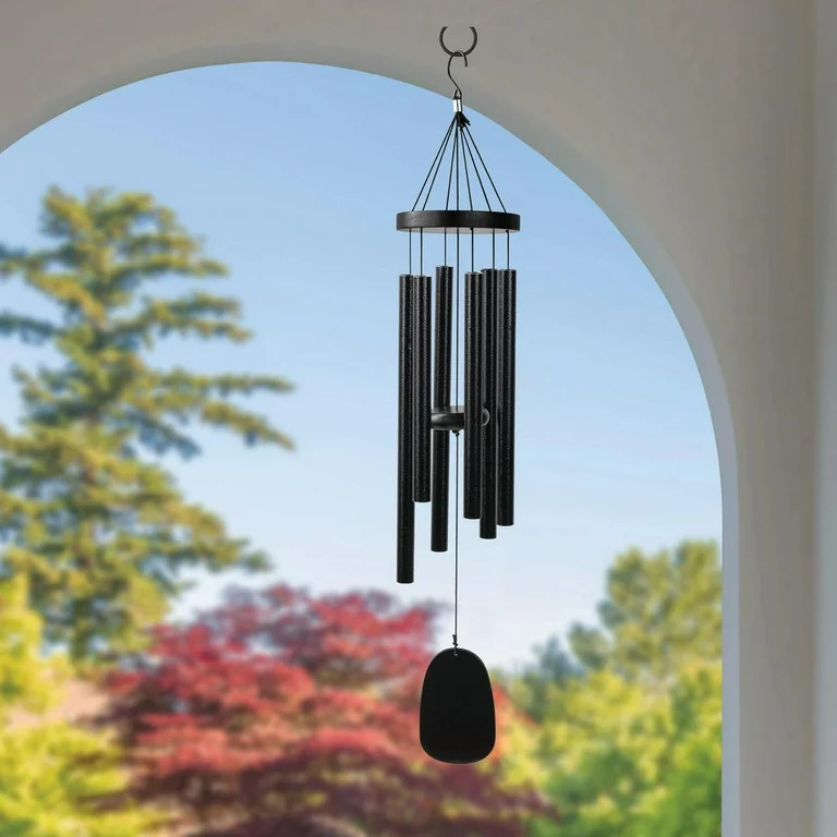 Mainstays Outdoor 36"H Black Metal & Wood  Wind Chime, 1.88 lb weight | Walmart (US)