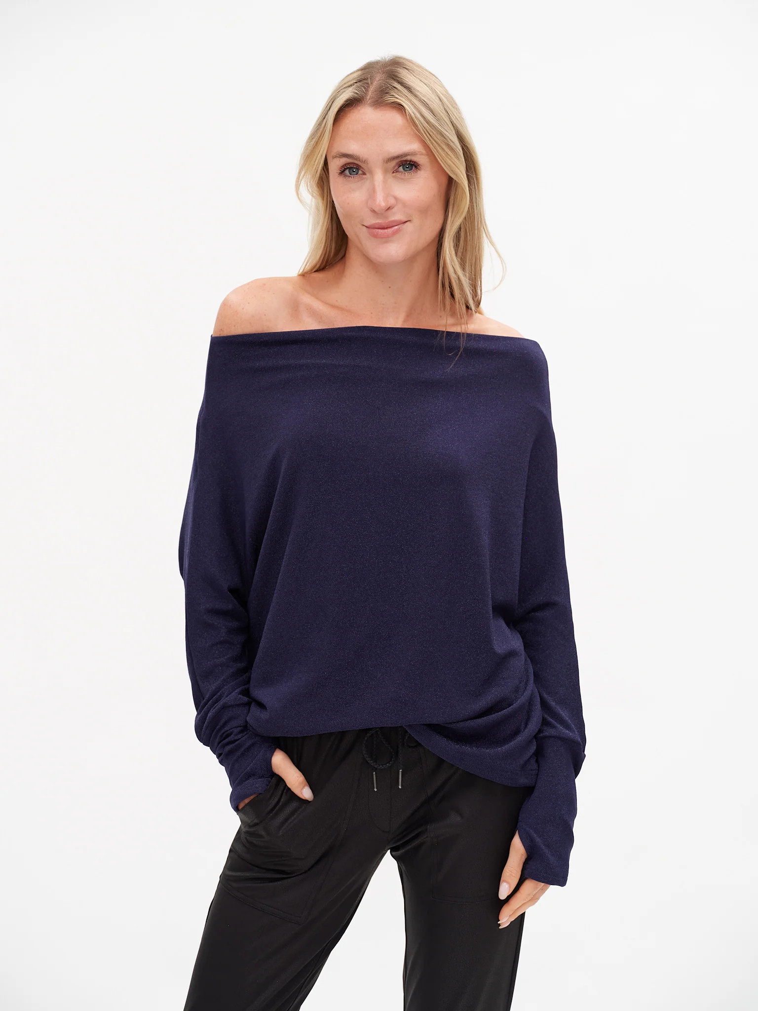 the anywhere top lurex [dark blue] | Six Fifty Clothing