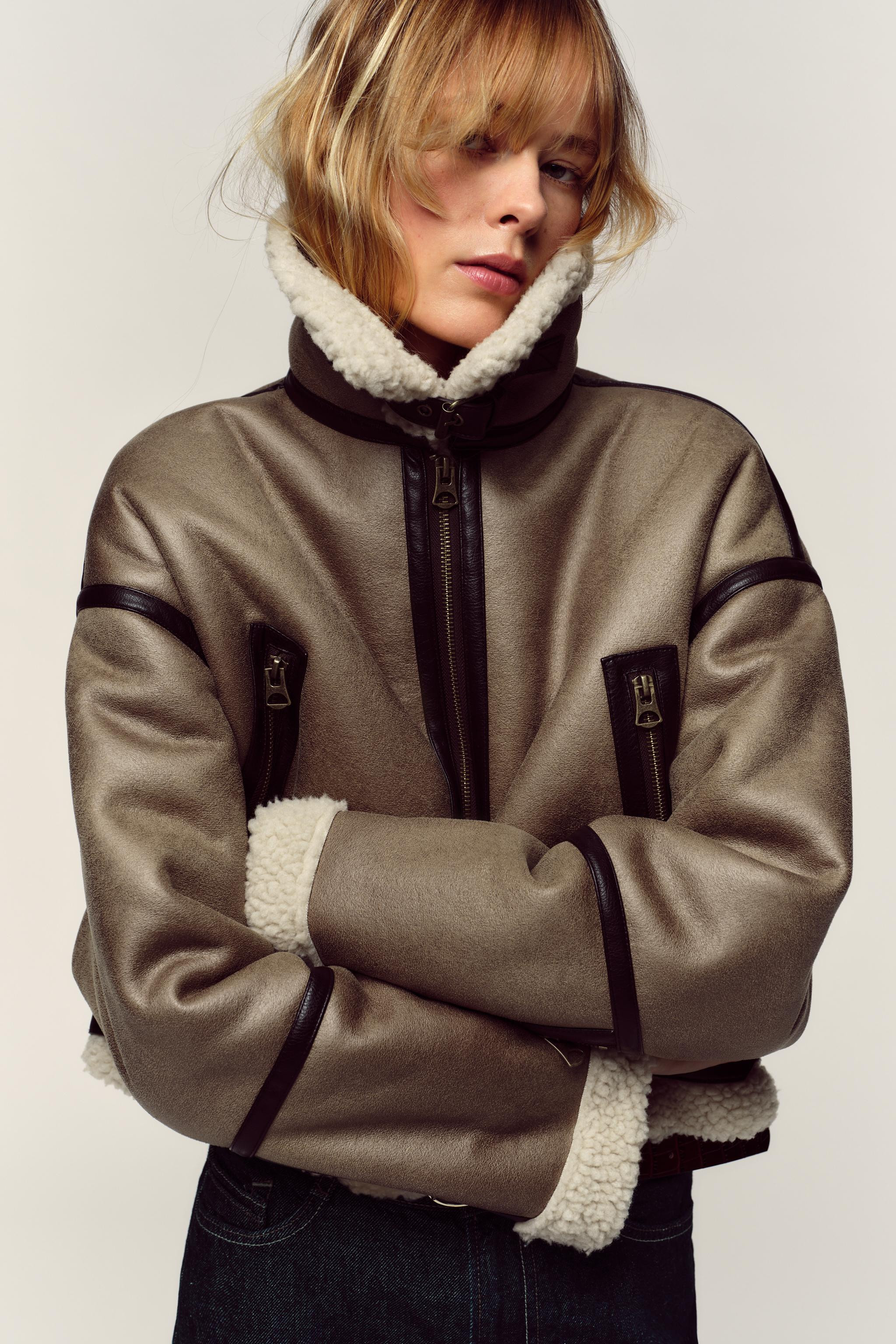 DOUBLE-FACED SHORT JACKET69.99 GBPMink | 8073/273/706Put it in your basketAddJacket featuring a l... | Zara UK