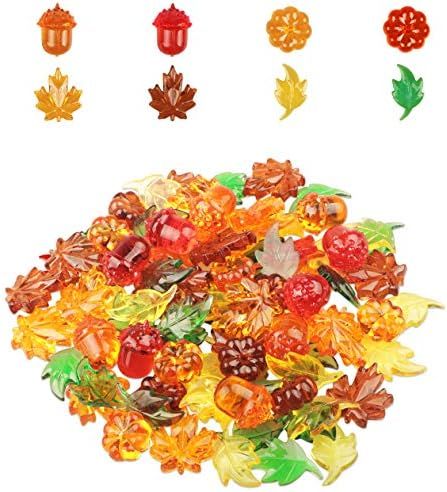 90 Pieces Acrylic Fall Decoration Acrylic Leaves Mini Pumpkin Maple Leaves Acorns for Autumn Fall Th | Amazon (US)
