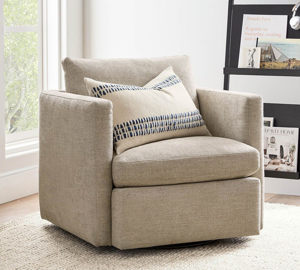 Menlo Upholstered Swivel Armchair | Pottery Barn (US)