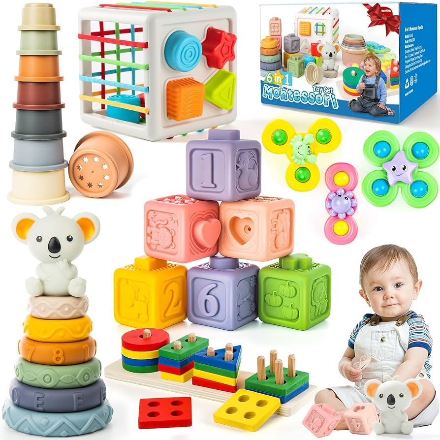 6-in-1 Baby Toys 6 to 12 Months, Montessori Toys for Babies 6-12-18 Months, Infant Teething Toy S... | Amazon (US)