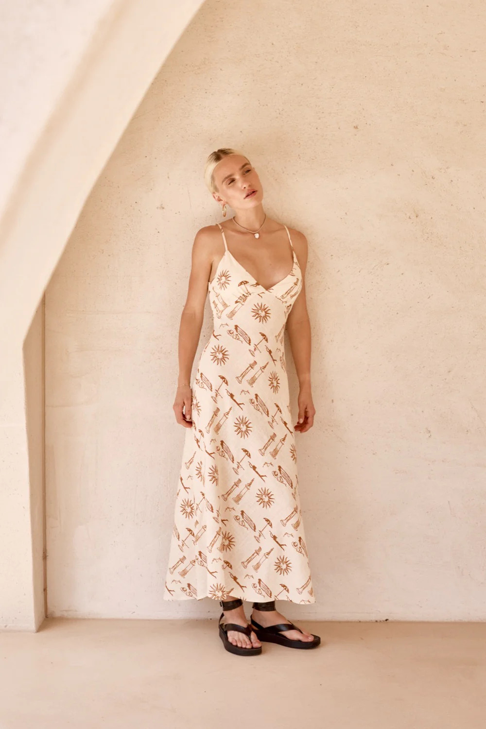 Harmony Bias Cut Midi Dress Skyros | VRG Grl