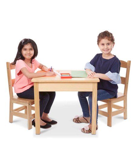 Wooden Three-Piece Table & Chair Set | Zulily