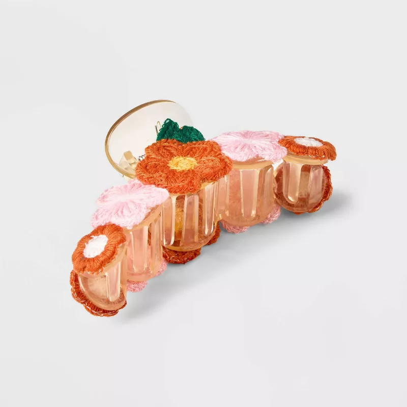 Crocheted Flower Claw Hair Clip - Wild Fable™ Red/Pink | Target