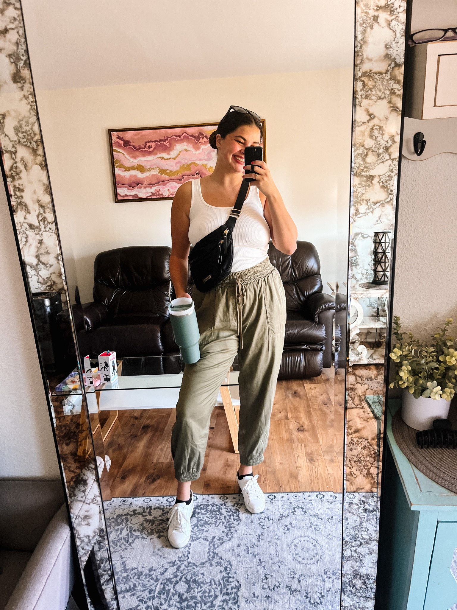 weekend outfit! fall transtional cargo jogger pants, basic tank and white sneakers 

#LTKSeasonal #LTKfindsunder50 #LTKmidsize