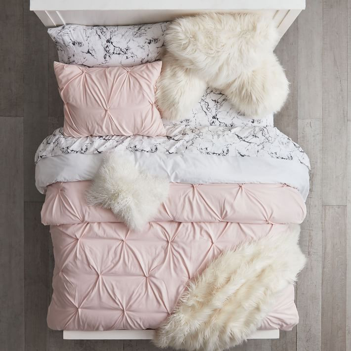 Blush Microfiber Pintuck Comforter & Sham - Get The Look | Pottery Barn Teen